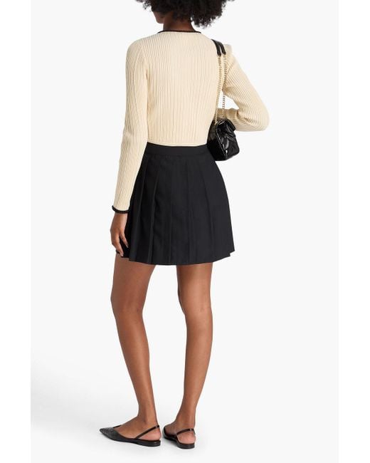 Sandro Natural Cropped Ribbed-knit Cardigan