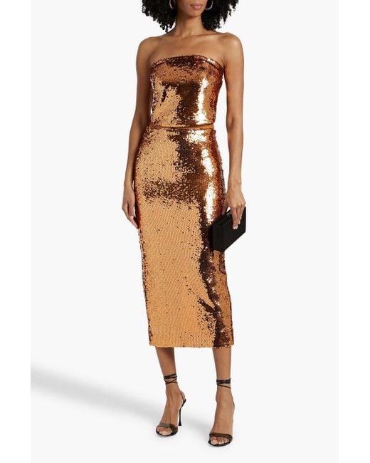 Veronica Beard Brown Holmes Sequined Tulle Midi Skirt
