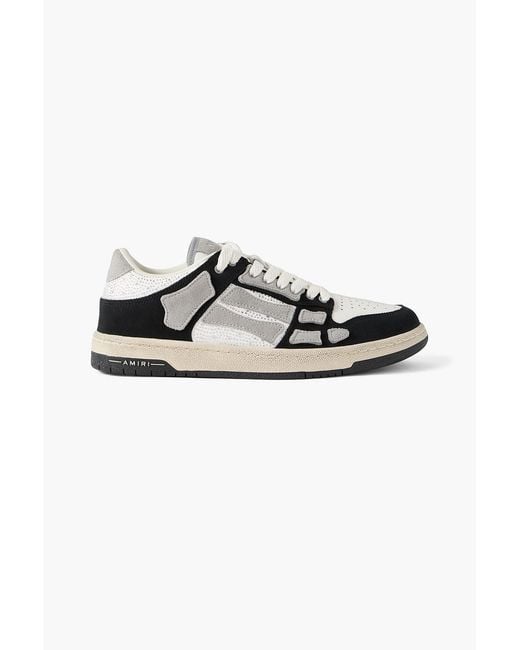 Amiri Black Skel-Top Suede-Trimmed Crystal-Embellished Leather Sneakers for men