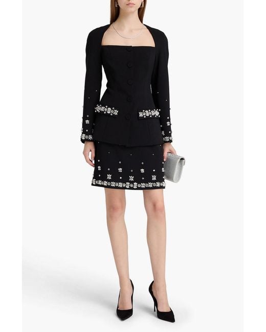 Huishan Zhang Black Crystal-embellished Crepe Jacket