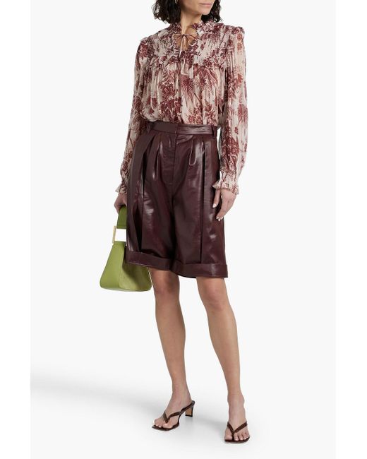 Cara Cara Pink Michelle bedruckte bluse aus seiden-georgette mit raffung