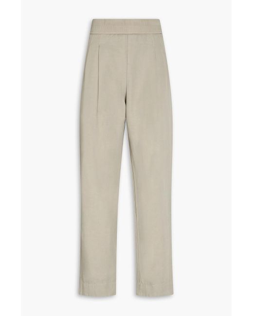 James Perse White Pleated Twill Tapered Pants