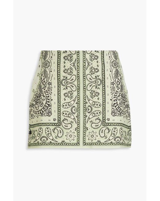 Zimmermann Green Paisley-print Linen Mini Skirt