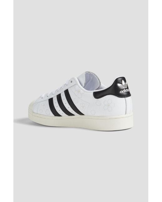 Adidas Originals White Hanami Embroidered Leather Sneakers for men