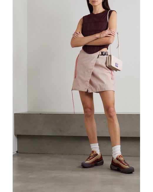 Saul Nash Pink Asymmetric Wrap-effect Ripstop Mini Skirt
