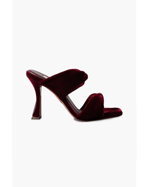 Aquazzura Red Twist 95 Velvet Sandals