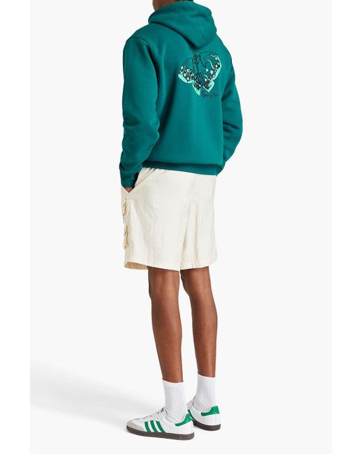 Adidas Originals Green Printed Cotton-blend Fleece Hoodie for men