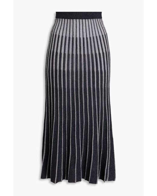 Stella McCartney Black Metallic Ribbed-knit Midi Skirt