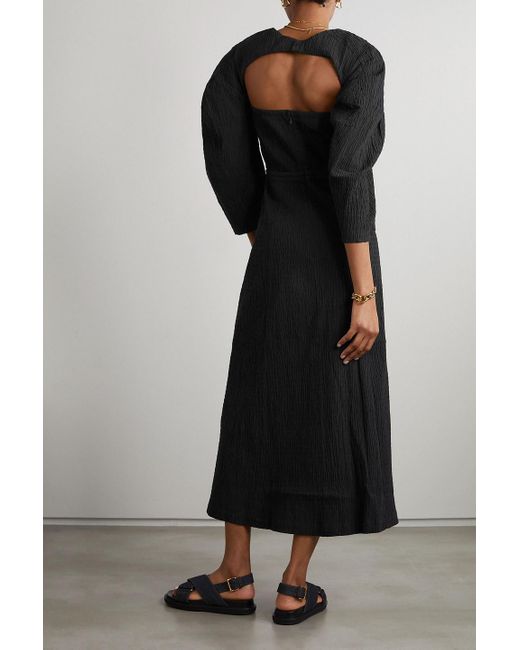 Mara Hoffman Black Violeta Textured Stretch-cotton Midi Dress