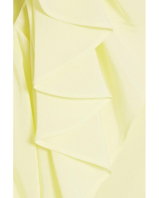 Victoria Beckham Yellow Ruffled Cutout Silk-crepe Blouse