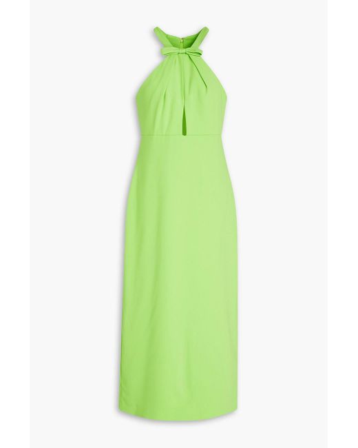 ML Monique Lhuillier Green Cutout Crepe Midi Dress
