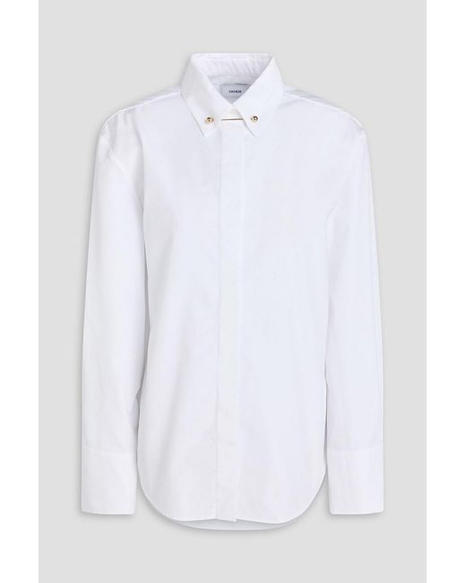 Erdem White Embellished Cotton-Poplin Shirt