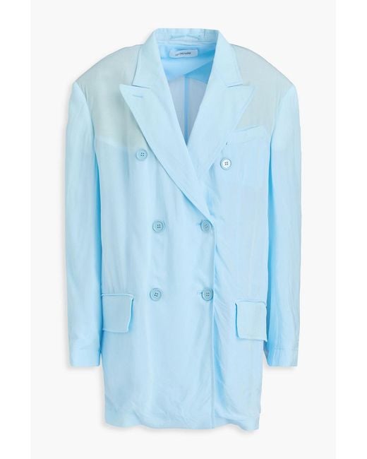 Sportmax Blue Zelig Double-breasted Crystal-embellished Crepe Blazer