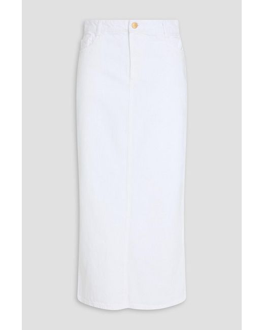 TOVE White Sera Denim Midi Skirt