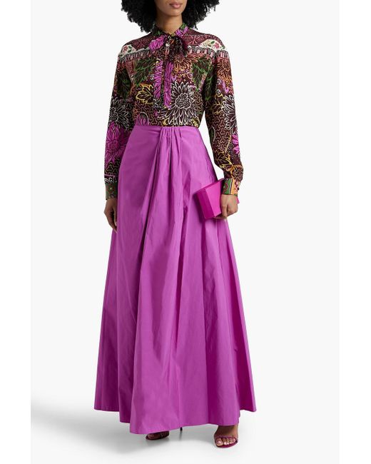 Valentino Garavani Purple Draped Cotton-blend Taffeta Maxi Skirt