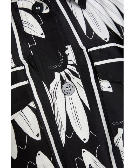 Farm Rio White Hemdkleid in midilänge aus satin mit floralem print