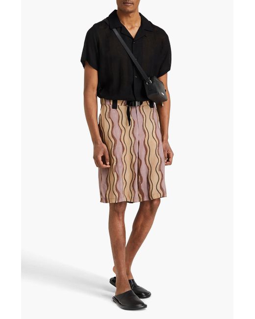 Jacquemus Pink Belted Printed Woven Shorts for men