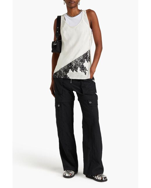 3.1 Phillip Lim White Lace-trimmed Layered Cotton-jersey And Satin Tank
