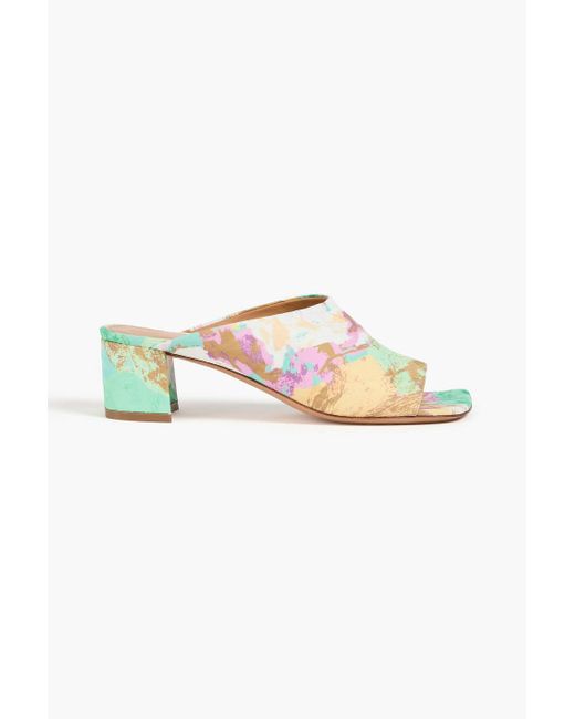Dries Van Noten Green Jacquard Mules