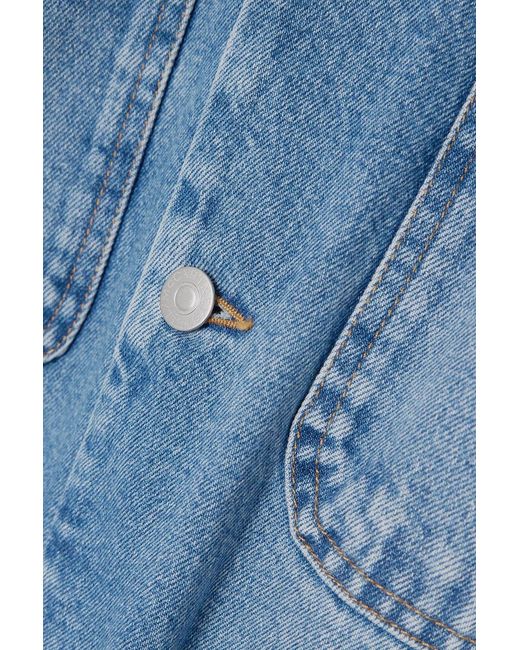 Stella McCartney Blue Corduroy-Trimmed Denim Midi Dress
