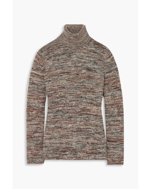 Chloé Brown Space-dyed Cashmere And Wool-blend Turtleneck Sweater