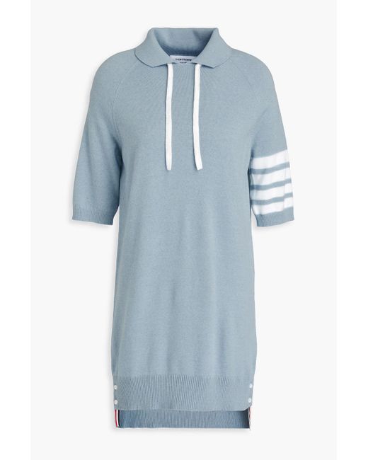 Thom Browne Blue Striped Wool Mini Shirt Dress
