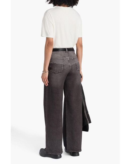 Rag & Bone Gray Miramar hose mit weitem bein aus baumwollfleece mit print und denim-effekt