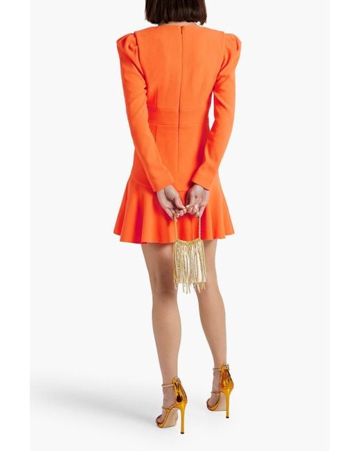 Rebecca Vallance Orange Loretta Fluted Crepe Mini Dress
