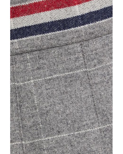 Thom Browne Gray Pleated Checked Wool And Cashmere-Blend Flannel Mini Skirt