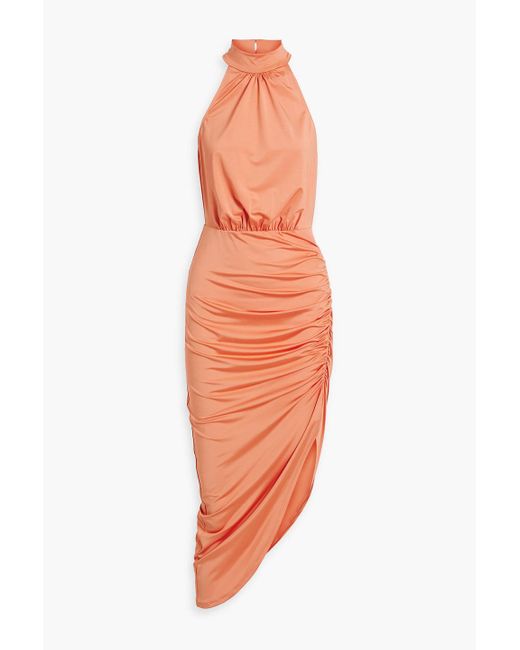 Veronica Beard Orange Sylvie Draped Stretch-jersey Midi Dress