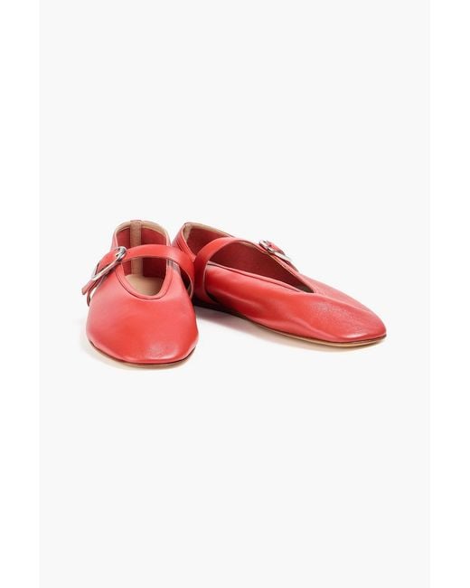 Le Monde Beryl Red Stella Leather Mary Jane Flats
