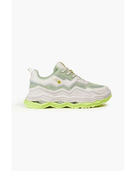 IRO Green Wave Pebbled-leather And Mesh exaggerated-sole Sneakers