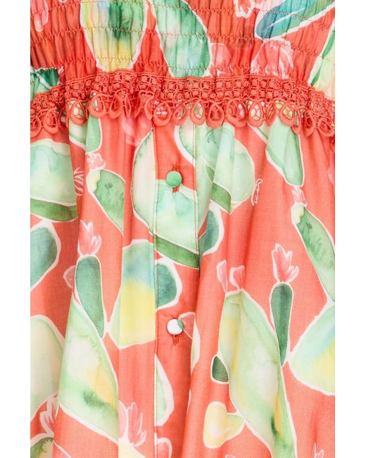 Charo Ruiz White Virgo gestuftes midikleid aus voile aus einer baumwollmischung mit print