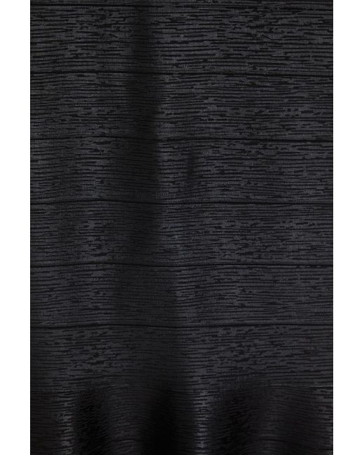 Hervé Léger Black Ausgestelltes kleid aus beschichteter bandage