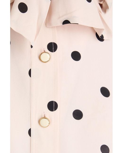 Zimmermann Pink Pussy-Bow Polka-Dot Crepe De Chine Blouse