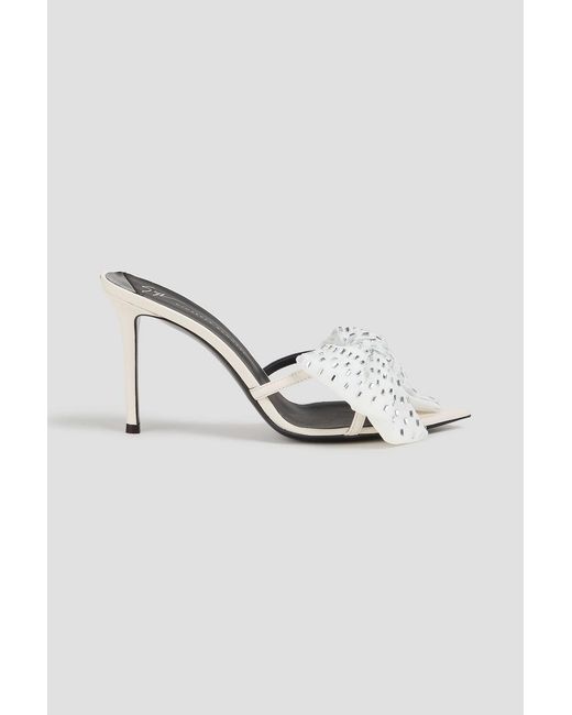 Giuseppe Zanotti Metallic Crystal-Embellished Bow-Detailed Patent-Leather Sandals