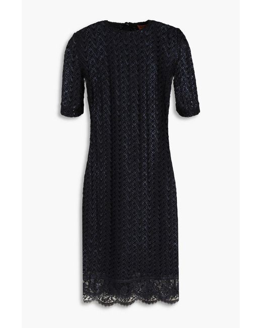 Missoni Black Metallic Crochet-knit Wool-blend Mini Dress