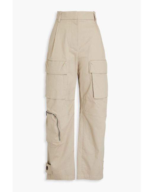 Brunello Cucinelli Natural Bead-embellished Stretch-cotton Twill Cargo Pants