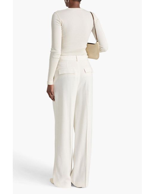 Rohe White Slub Woven Wide-Leg Pants