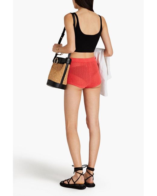 Antik Batik Red shaggy Pointelle-knit Shorts