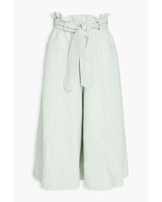 Zimmermann Blue Ruffled Leather Culottes