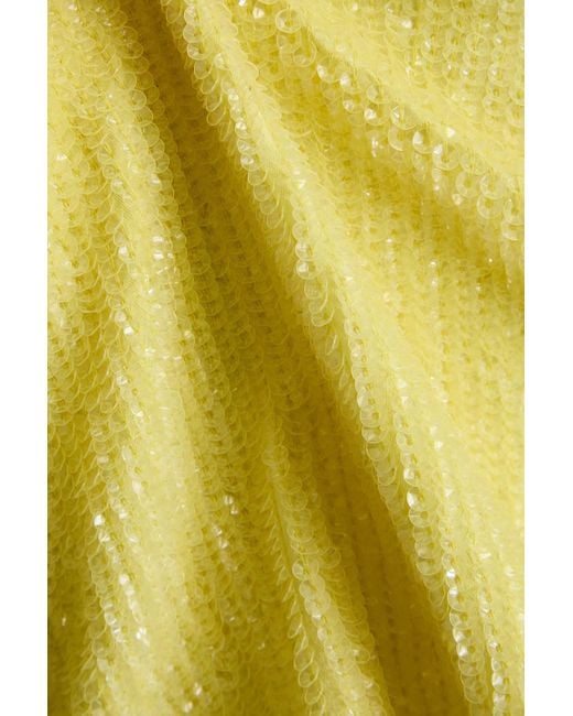 retroféte Yellow Alexis Sequined Chiffon Halterneck Mini Dress