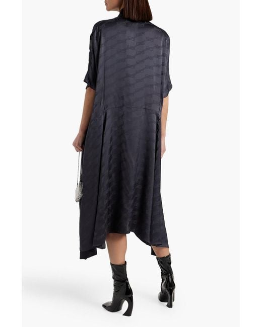 Balenciaga Black Satin-jacquard Midi Dress