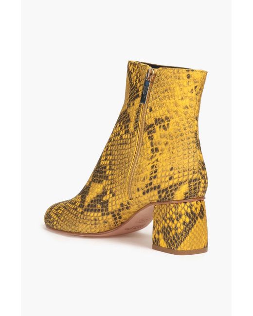 Red(v) Yellow Snake-effect Leather Ankle Boots