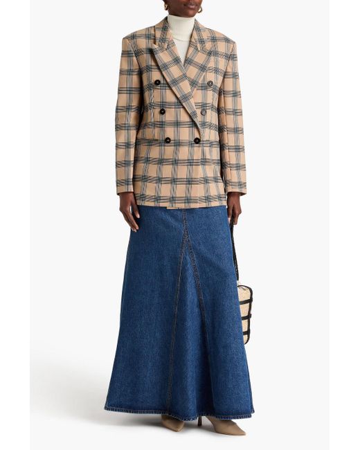 Zimmermann Natural Double-breasted Checked Twill Blazer