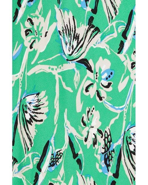 Diane von Furstenberg Green Orla Floral-print Crepe Midi Dress