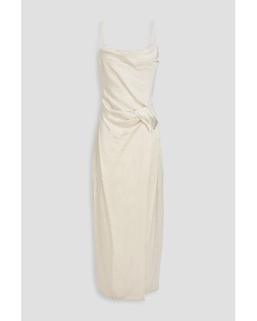 Nanushka White Wrap-effect Crinkled-satin Midi Dress