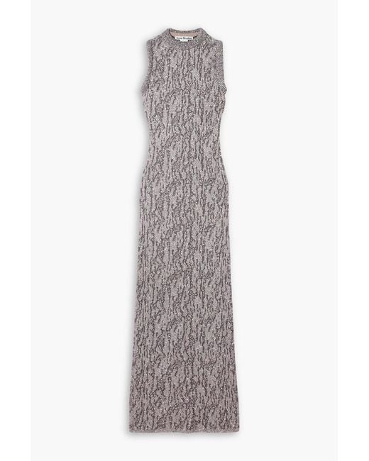 Acne Gray Sequin-Embellished Metallic Jacquard-Knit Maxi Dress