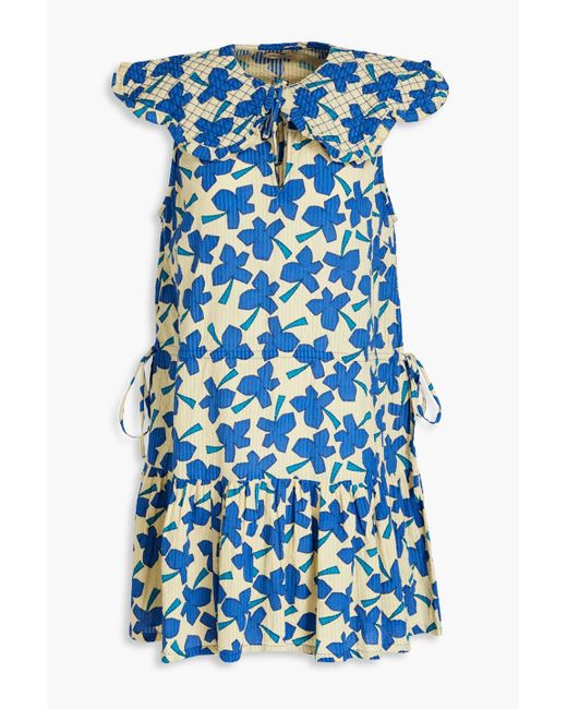 Stella Nova Blue Suvi Printed Cotton Mini Dress
