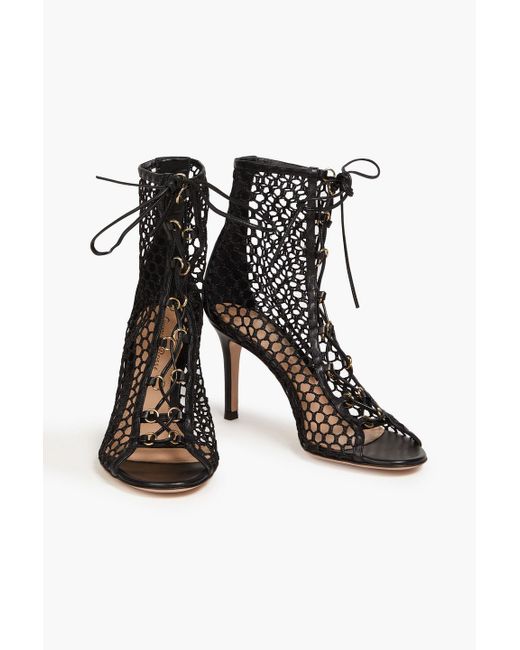 Gianvito Rossi Black Fishnet Ankle Boots